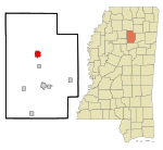 Calhoun County Mississippi Incorporated and Unincorporated areas Bruce Highlighted